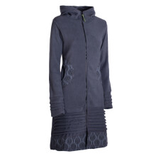 Vishes - Damen Kapuzenjacke lang Fleece Hippiemantel Übergangsjacke grau 42