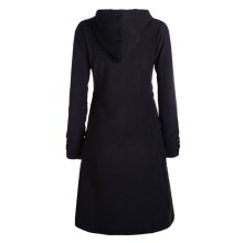 Vishes - Damen Kapuzenjacke lang Fleece Hippiemantel...