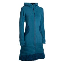 Vishes - Damen Kapuzenjacke lang Fleece Hippiemantel Übergangsjacke türkis 34-36