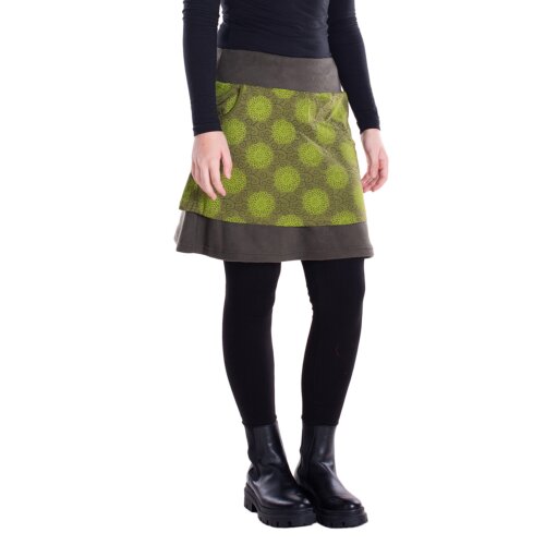Vishes Fleecerock Damen Bedruckt Mandala A-Linie Taschen Winterrock