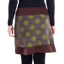 Vishes - Thermorock warmer Damen Winterröcke kurz Lagenlook aus ECO-Fleece braun 38