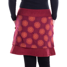 Vishes - Thermorock warmer Damen Winterröcke kurz Lagenlook aus ECO-Fleece dunkelrot 44