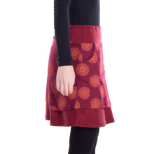 Vishes - Thermorock warmer Damen Winterröcke kurz Lagenlook aus ECO-Fleece dunkelrot 44