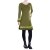 Vishes Damen knielang Kleid Baumwolle Blumen-Muster Lagenlook-Design Rüschen am Saum und Ärmel olive 42