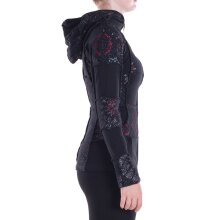 Vishes - Damen-Jacke Blumen-Sweatjacke Hippie-Jacke Spitzen Kapuzenjacke