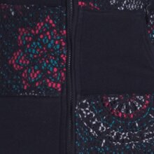 Vishes - Damen-Jacke Blumen-Sweatjacke Hippie-Jacke Spitzen Kapuzenjacke schwarz 42