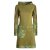 Vishes Damen mittellanges Kleid Baumwolle Blumen-Muster Hoodie Kleid mit Tasche olive 40