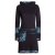 Vishes Damen mittellanges Kleid Baumwolle Blumen-Muster Hoodie Kleid mit Tasche schwarz 44