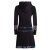 Vishes Damen mittellanges Kleid Baumwolle Blumen-Muster Hoodie Kleid mit Tasche schwarz 44