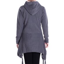 Vishes - Damen Fleece Kapuzenjacke lang Elfen Zipfel-Jacke Übergangsjacke grau 38
