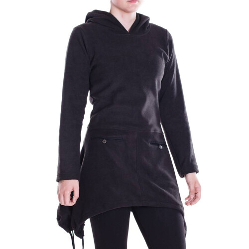 Vishes - Extra warmes Damen Winterkleid Pullover-Kleid Sweatkleid Eco-Fleece schwarz 46