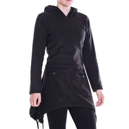 Vishes - Extra warmes Damen Winterkleid Pullover-Kleid Sweatkleid Eco-Fleece schwarz 48