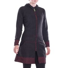 Vishes - lange Kapuzenjacke Damen Fleece Hippiemantel...