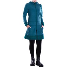Vishes - lange Kapuzenjacke Damen Fleece Hippiemantel Übergangsjacke türkis 38