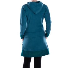 Vishes - lange Kapuzenjacke Damen Fleece Hippiemantel Übergangsjacke türkis 38