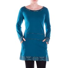 Vishes Damen Langarm Kleid Baumwolle Geometrisch mit...