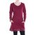 Vishes Damen Kleid Baumwolle Casual A-Linie V-Ausschnitt Langarm mit Taschen