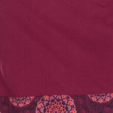 Vishes Damen Kleid Baumwolle Casual A-Linie V-Ausschnitt Langarm mit Taschen dunkelrot 42