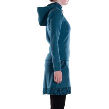 Vishes - Damen lange Fleecejacke Hippiemantel Übergangsjacke Kapuze türkis 40