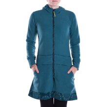 Vishes - Damen lange Fleecejacke Hippiemantel Übergangsjacke Kapuze türkis 40
