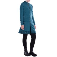 Vishes - Damen lange Fleecejacke Hippiemantel Übergangsjacke Kapuze türkis 40