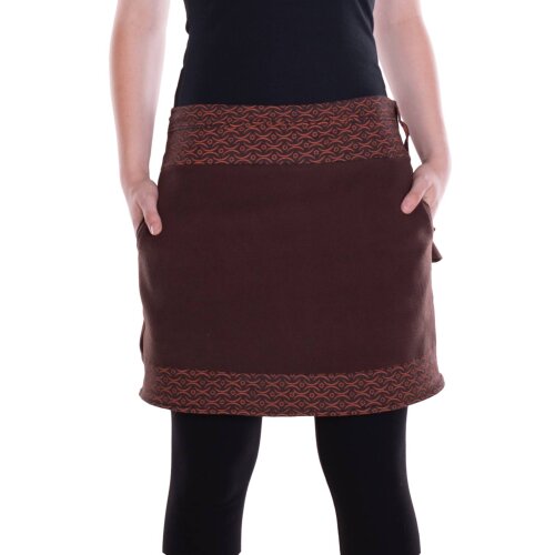 Vishes - Thermorock warmer Damen Winterrock kurz Taschenrock aus ECO-Fleece braun 44-46