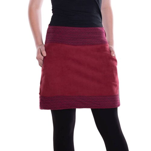 Vishes - Thermorock warmer Damen Winterrock kurz Taschenrock aus ECO-Fleece dunkelrot 40