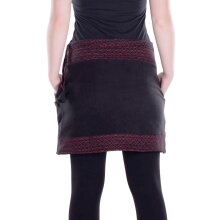 Vishes - Thermorock warmer Damen Winterrock kurz Taschenrock aus ECO-Fleece schwarz-dunkelrot 44-46