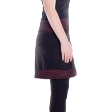 Vishes - Thermorock warmer Damen Winterrock kurz Taschenrock aus ECO-Fleece schwarz-dunkelrot 42