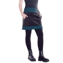 Vishes - Thermorock warmer Damen Winterrock kurz Taschenrock aus ECO-Fleece schwarz-türkis 42