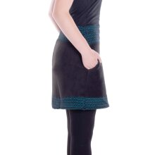 Vishes - Thermorock warmer Damen Winterrock kurz Taschenrock aus ECO-Fleece schwarz-türkis 42