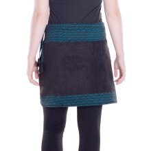 Vishes - Thermorock warmer Damen Winterrock kurz Taschenrock aus ECO-Fleece schwarz-türkis 42