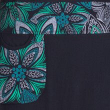 Vishes Damen A-Linie Kleid Baumwolle Blumen-Muster mittlere Taille mit Taschen schwarz 46