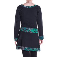 Vishes Damen A-Linie Kleid Baumwolle Blumen-Muster mittlere Taille mit Taschen schwarz 46