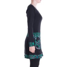 Vishes Damen A-Linie Kleid Baumwolle Blumen-Muster mittlere Taille mit Taschen schwarz 46