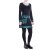 Vishes Damen A-Linie Kleid Baumwolle Blumen-Muster mittlere Taille mit Taschen schwarz 46
