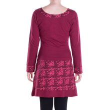 Vishes - Langarmshirt-Kleid Leicht Kurze Damen Kleider Langarm Tunika retro dunkelrot-38