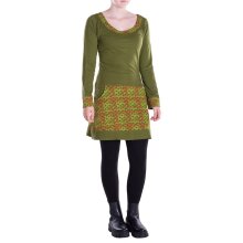 Vishes - Langarmshirt-Kleid Leicht Kurze Damen Kleider Langarm Tunika retro olive-42