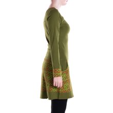 Vishes - Langarmshirt-Kleid Leicht Kurze Damen Kleider Langarm Tunika retro olive-42