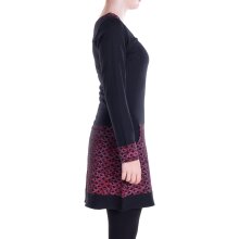 Vishes - Langarmshirt-Kleid Leicht Kurze Damen Kleider Langarm Tunika retro schwarz-dunkelrot-40