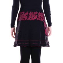 Vishes - Warmer Damen Wickelrock Rock zum Wickeln mit Druckknöpfen Blätter schwarz 40-48