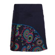 Vishes Damen A-Linie Rock Baumwolle Mandala-Muster elastischer Bund mit Taschen schwarz 40