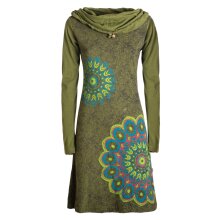 Vishes - Damen Mandala-Kleid Langarm-Shirtkleid...