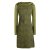 Vishes - Damen Mandala-Kleid Langarm-Shirtkleid Schal-Kragen Baumwollkleid  olive 40