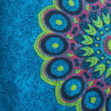 Vishes - Damen Mandala-Kleid Langarm-Shirtkleid Schal-Kragen Baumwollkleid  türkis 44