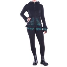 Vishes leichte Übergangsjacke aus Baumwolle mit Kapuze, weiten Ärmeln und Rüschen schwarz 44