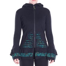 Vishes leichte Übergangsjacke aus Baumwolle mit Kapuze, weiten Ärmeln und Rüschen schwarz 44