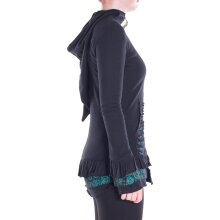 Vishes leichte Übergangsjacke aus Baumwolle mit Kapuze, weiten Ärmeln und Rüschen schwarz 50-52