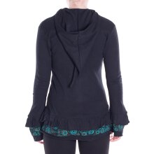 Vishes leichte Übergangsjacke aus Baumwolle mit Kapuze, weiten Ärmeln und Rüschen schwarz 50-52