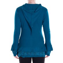 Vishes leichte Übergangsjacke aus Baumwolle mit Kapuze, weiten Ärmeln und Rüschen türkis 38